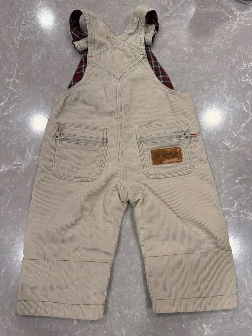 Baby Boy Overalls Lot 12M Denim Genuine Kids OshKosh Corduroy Plaid